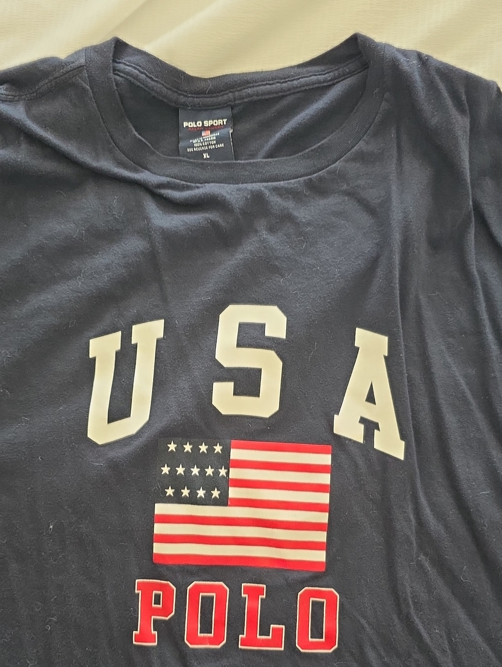 Vintage Polo Sport USA Flag Graphic Tee